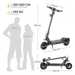 Ausom Gosoul 2 Hulajnoga elektryczna, silnik 1100 W, akumulator 13 Ah 48 V, prędkość 20 km/h, zasięg 70 km - Ciemnoszary - hulajmax.app