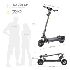 Ausom Gosoul 2 Hulajnoga elektryczna, silnik 1100 W, akumulator 13 Ah 48 V, prędkość 20 km/h, zasięg 70 km - Ciemnoszary - hulajmax.app