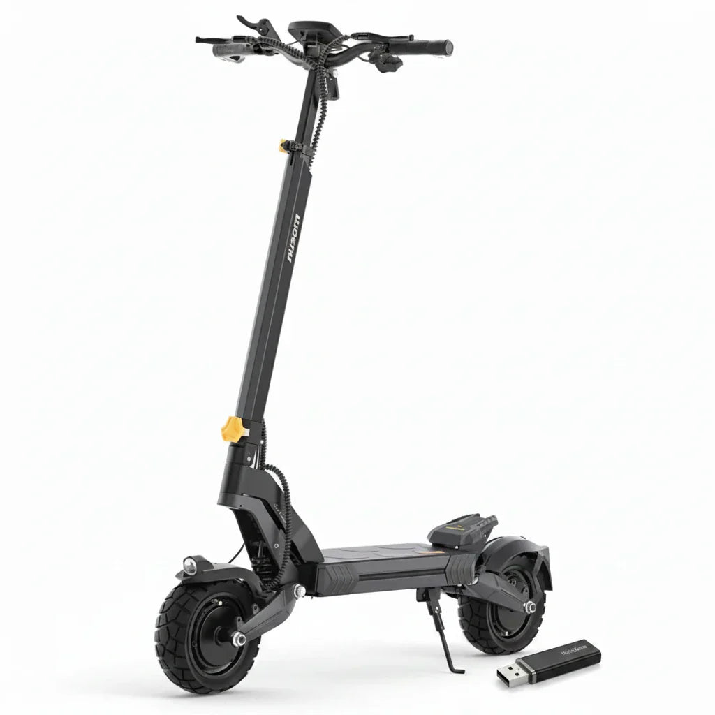 Ausom L2 Dwusilnikowa składana hulajnoga elektryczna, silnik 2*800W, 20km/h, bateria 48V 15,6Ah, opony 10x3 Cali, zasięg 70km - hulajmax.app