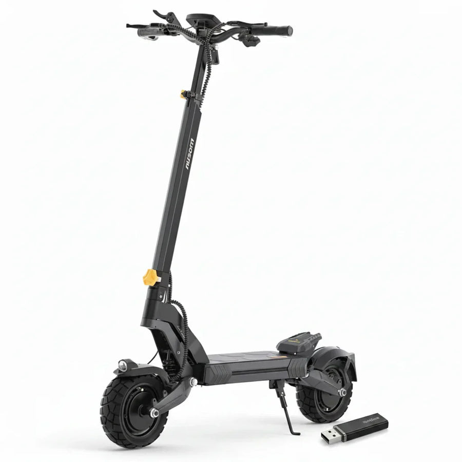 Ausom L2 Dwusilnikowa składana hulajnoga elektryczna, silnik 2*800W, 20km/h, bateria 48V 15,6Ah, opony 10x3 Cali, zasięg 70km - hulajmax.app