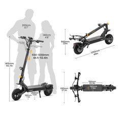 Ausom L1 Max Składana e-hulajnoga, 1000W 48V 20,8Ah 90 km 50 km/h, amortyzujące zawieszenie sprężynowe - hulajmax.app