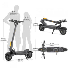 Składana hulajnoga elektryczna Ausom F1 Max, silnik 2*1400W, bateria 60V 20,8Ah, opony 10x3,0 cali, maks. prędkość 72 km/h - hulajmax.app