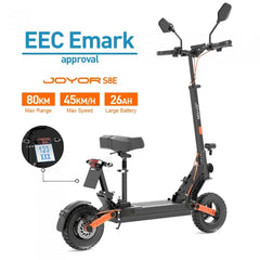 JOYOR S8E, silnik 800W, bateria 48V 26AH, opony 10-calowe, 45km/h, 80km, wyświetlacz NFC - Czarny - hulajmax.app